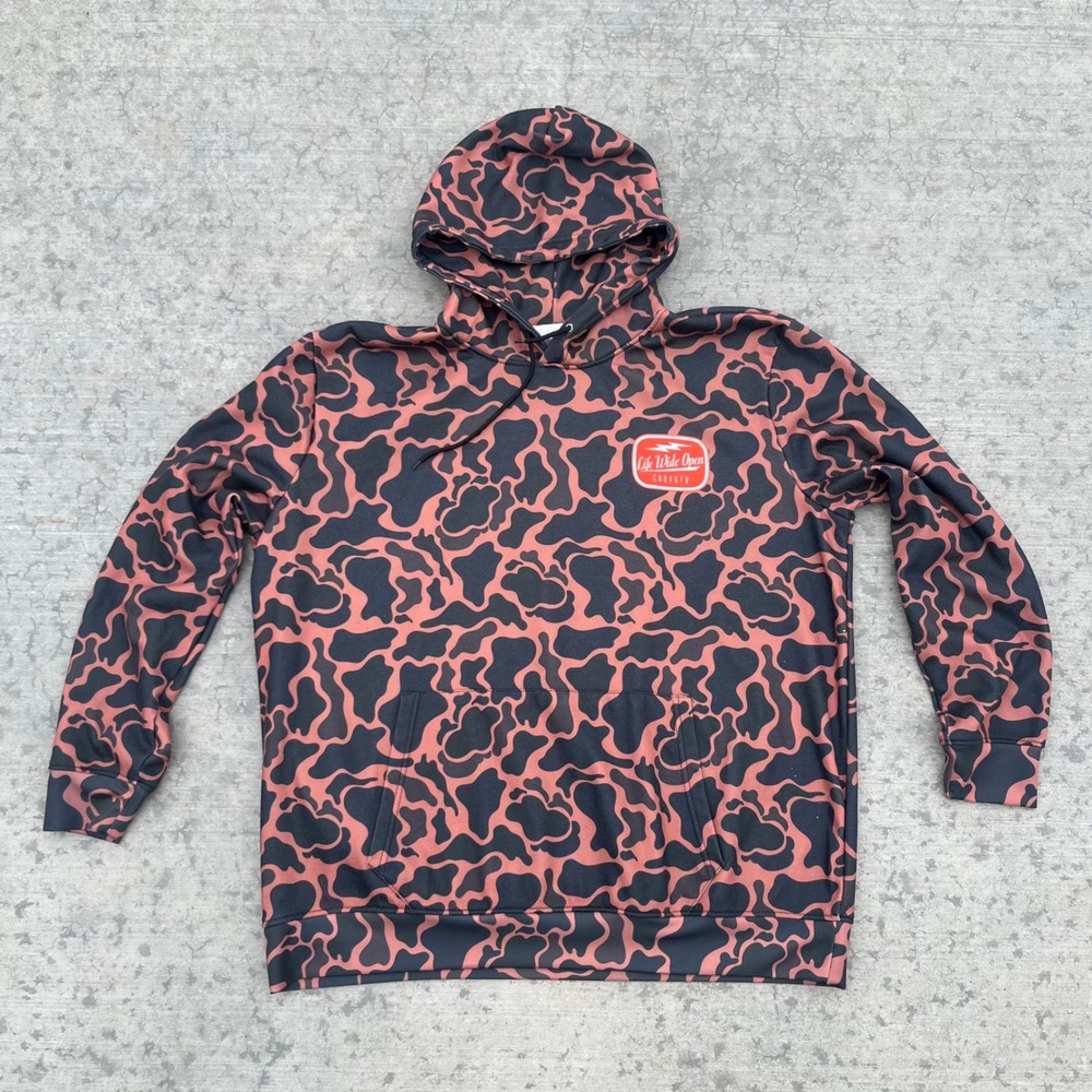 CboysTV Life Wide Open Hoodie Mens 2XL Black Clay Camo Pullover Sweatshirt